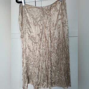 Vince Crinkled Subtle Silk Blend Gold Satin devoré Midi Skirt Orig $345 Sz 12